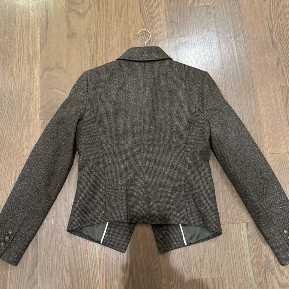 Banana Republic Tweed Military Style Brown/Olive Blazer size 2P old money D - Picture 11 of 11